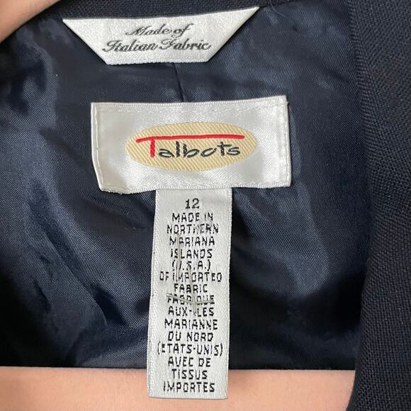 Talbots Blazer Womens Size 12 Navy Blue Linen Blend Military Double Breasted - Picture 10 of 11